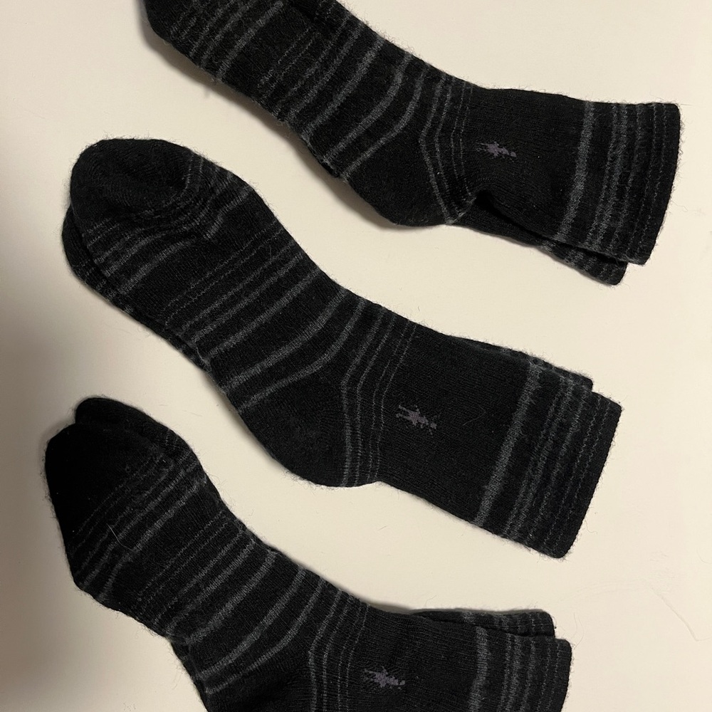 Three Pairs Smartwool Black and Gray Striped Men's Socks